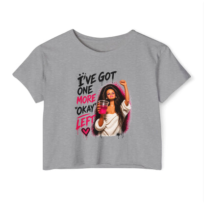 'I've got one more okay left' - Graphic Doll Face Crop Tee