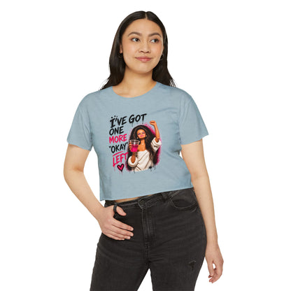 'I've got one more okay left' - Graphic Doll Face Crop Tee