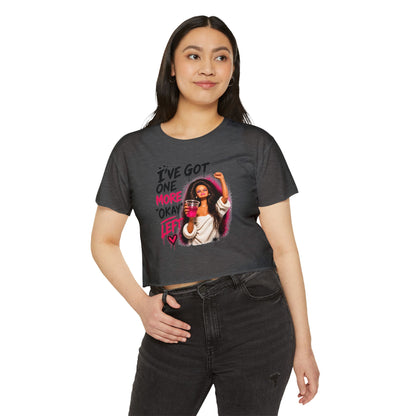 'I've got one more okay left' - Graphic Doll Face Crop Tee