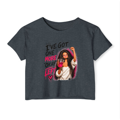 'I've got one more okay left' - Graphic Doll Face Crop Tee