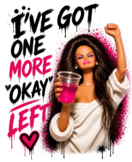 'I've got one more okay left' - Graphic Doll Face Crop Tee