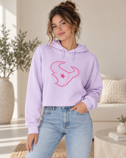 H-Town Pink Line Crop Hoodie