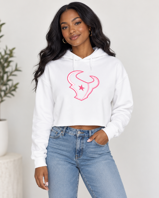 H-Town Pink Line Crop Hoodie