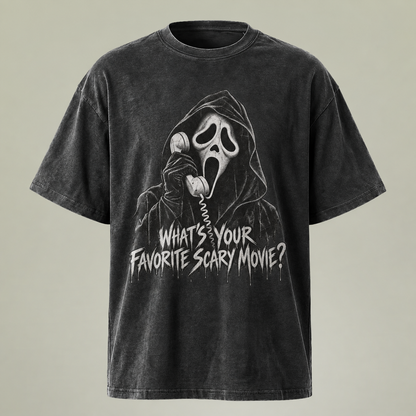 What’s Your Favorite Scary Movie? Vintage Mineral Wash Tee