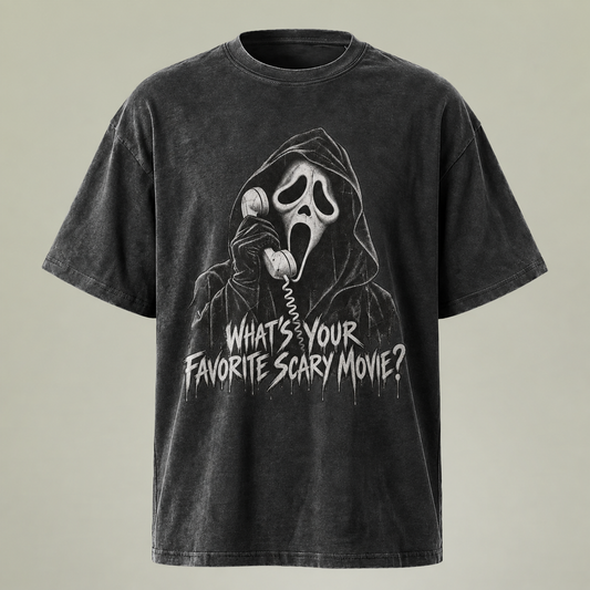 What’s Your Favorite Scary Movie? Vintage Mineral Wash Tee
