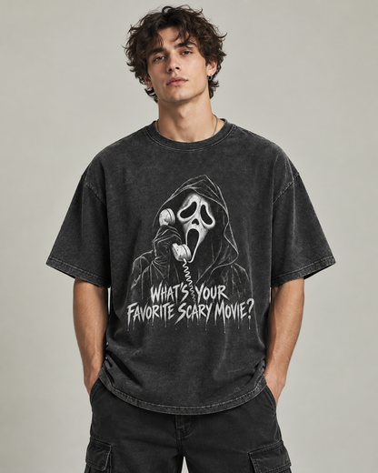 What’s Your Favorite Scary Movie? Vintage Mineral Wash Tee