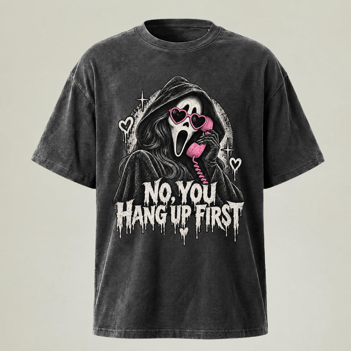 No, You Hang Up First – Vintage Mineral Wash Graphic Tee
