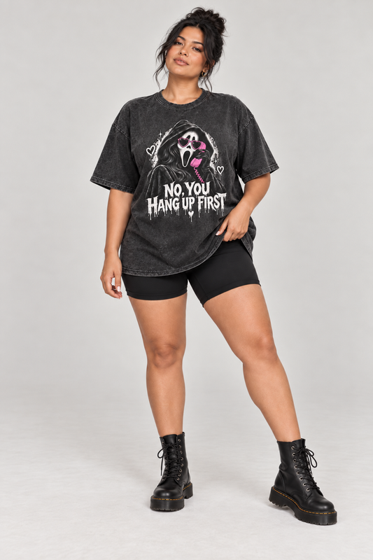 No, You Hang Up First – Vintage Mineral Wash Graphic Tee