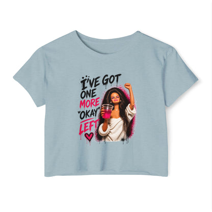 'I've got one more okay left' - Graphic Doll Face Crop Tee