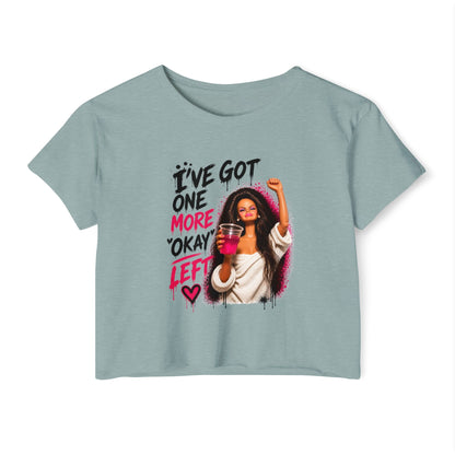 'I've got one more okay left' - Graphic Doll Face Crop Tee