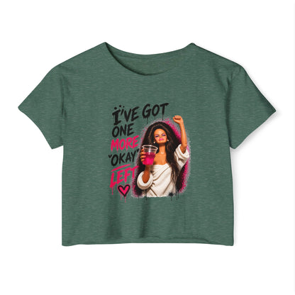 'I've got one more okay left' - Graphic Doll Face Crop Tee