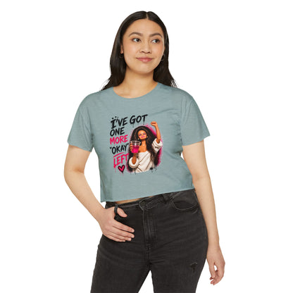 'I've got one more okay left' - Graphic Doll Face Crop Tee